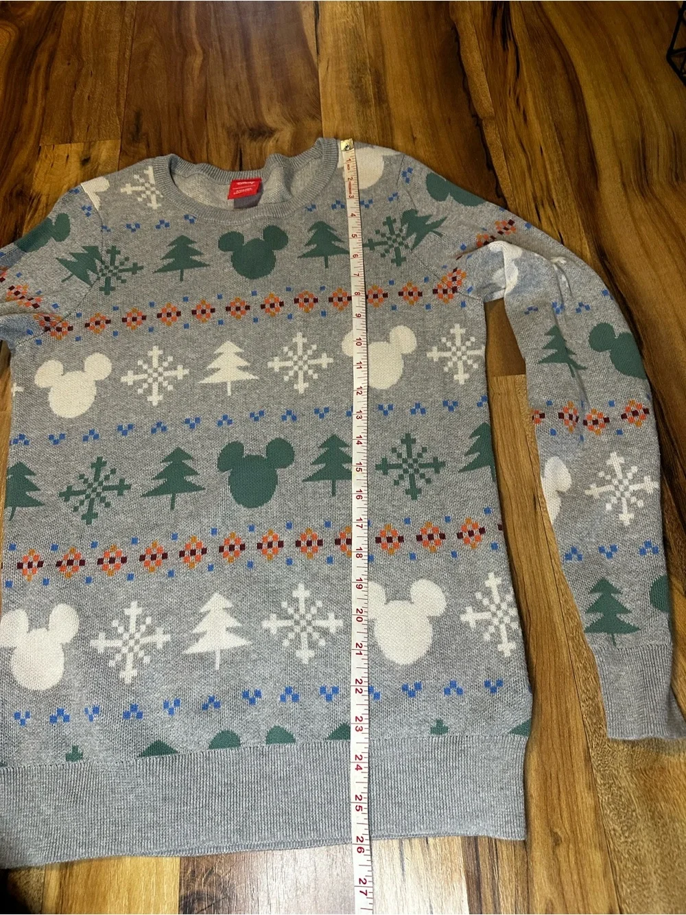 Disney Amazon Essentials Mickey Mouse Fair Isle Christmas Sweater Gray Medium